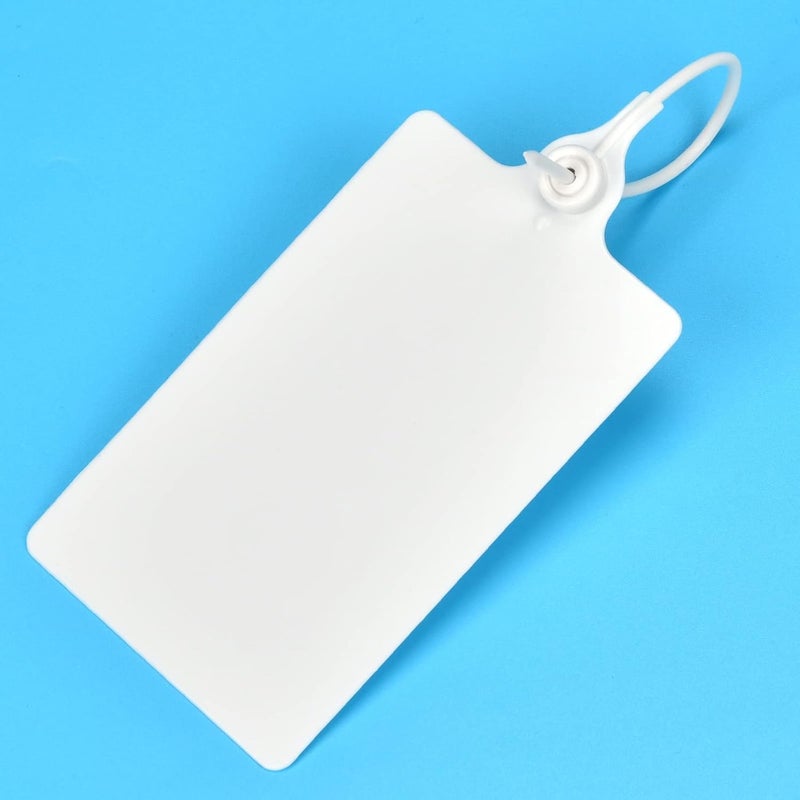 LeadSeals 100 Plastic Shipping Tags - Waterproof, Writable Labels for Security, Storage, Hanging - With Marker Pen (White) - Image 2